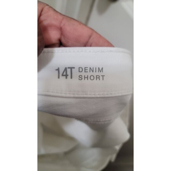 A.N.A White Denim Distressed Shorts With Star Appliques & Frayed Size 14T - Picture 8 of 9